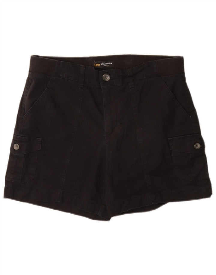 Shorts cargo feminino Lee de cintura média e ajuste relaxado US 8 médio W30 algodão preto