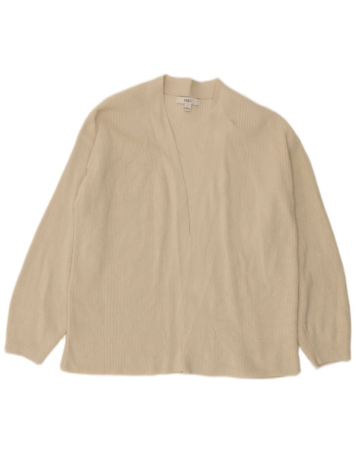 Suéter cardigã aberto feminino Marks & Spencer Reino Unido 14 algodão branco médio