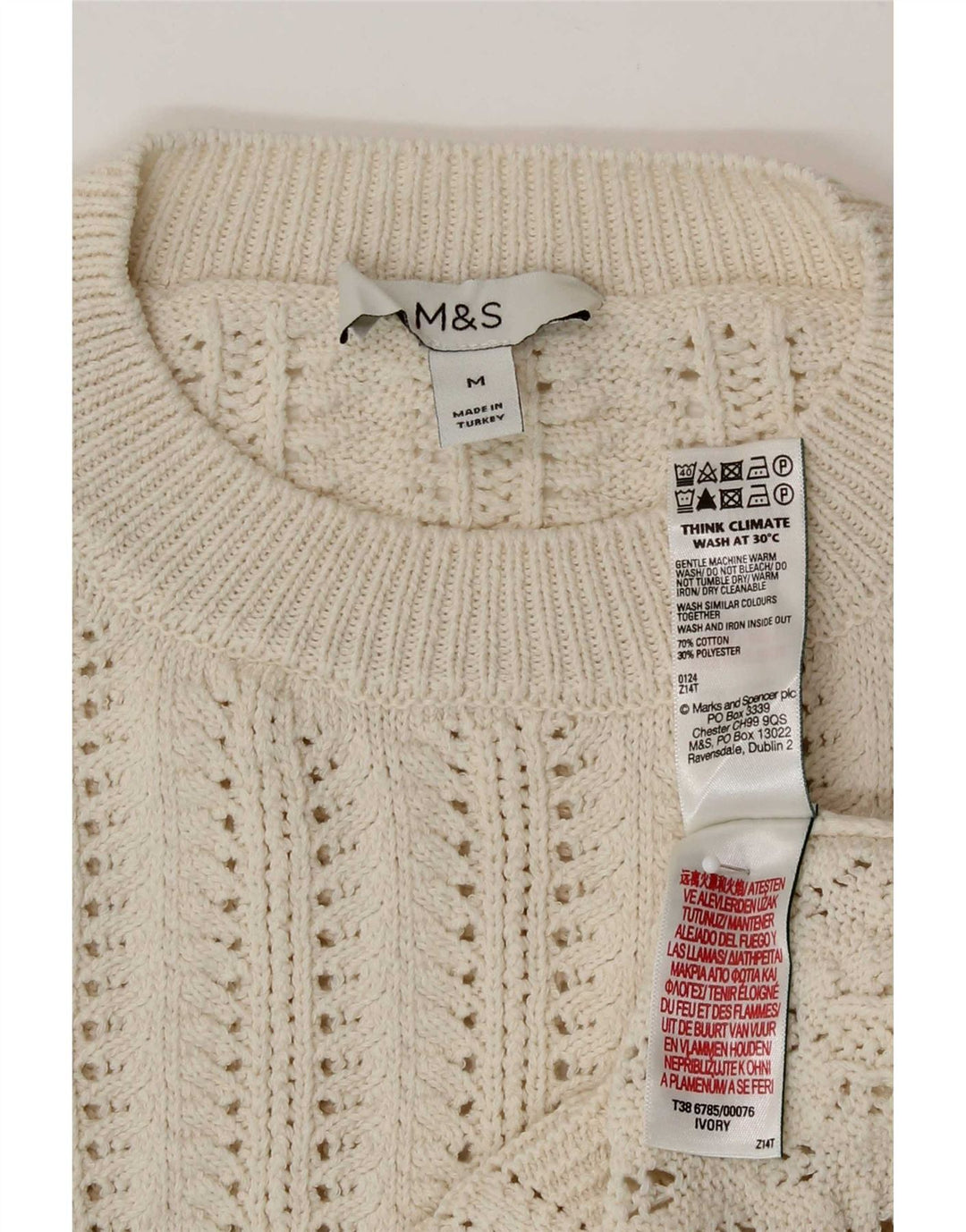 Suéter feminino Marks & Spencer transparente com gola redonda Reino Unido 14 Médio Be