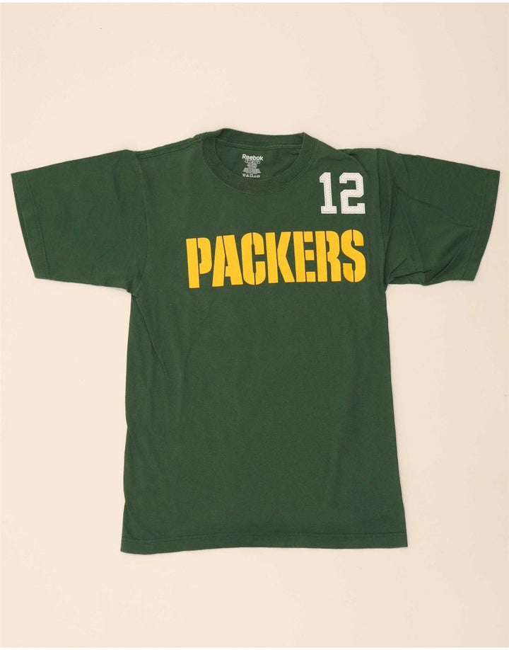 REEBOK Mens Packers Graphic Camiseta Top Pequeno Algodão Verde
