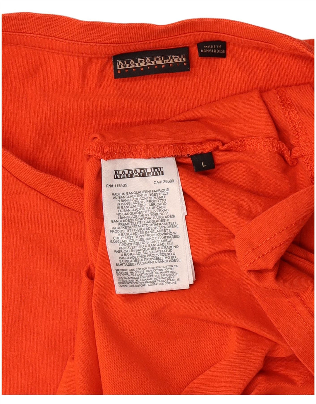 Camiseta masculina NAPAPIJRI grande algodão laranja