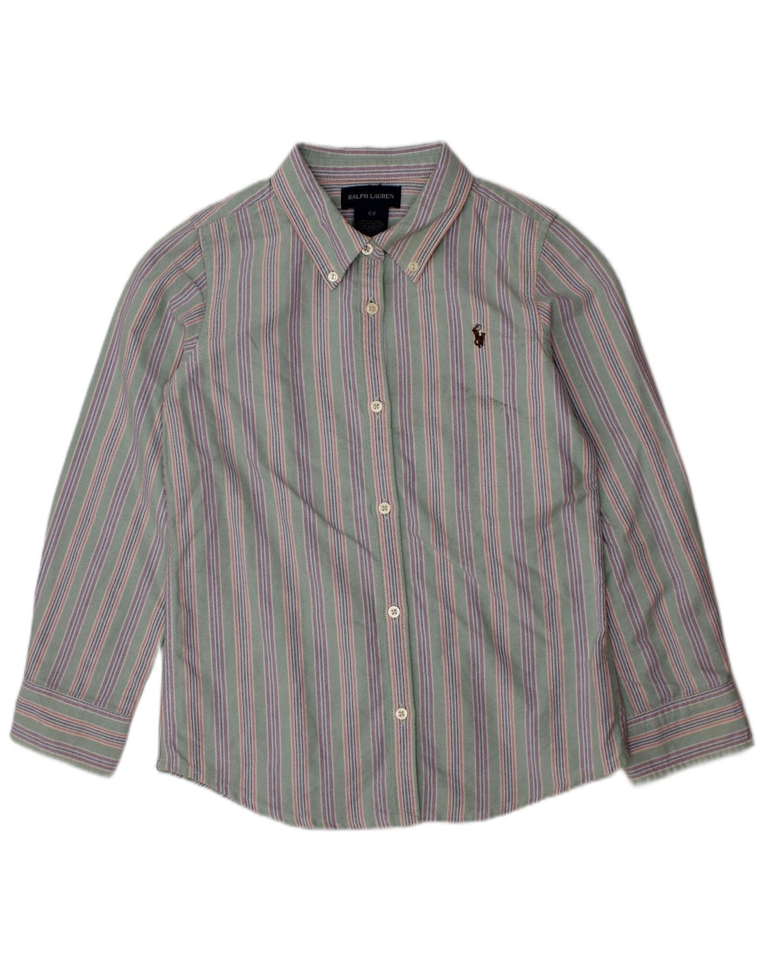 Camisa de flanela masculina RALPH LAUREN 5-6 anos algodão listrado verde