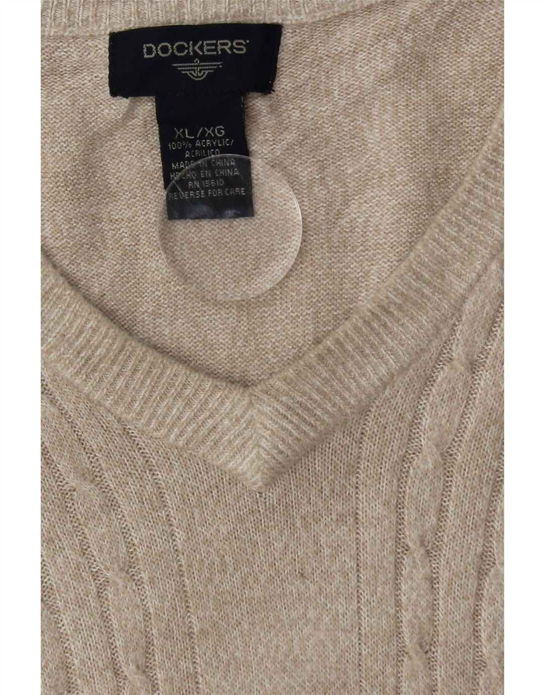 DOCKERS Mens Big & Tall Vest Tank Top XL Beige Acrylic Vintage Dockers and Second-Hand Dockers from Messina Hembry 