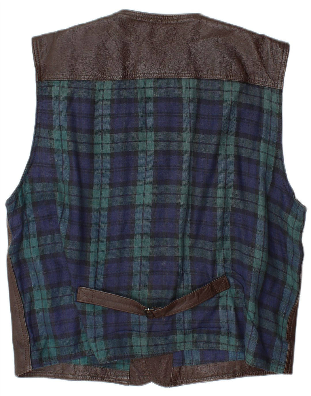 L.O.G.G Colete de couro masculino XL couro xadrez marrom