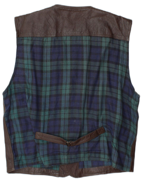 L.O.G.G Colete de couro masculino XL couro xadrez marrom