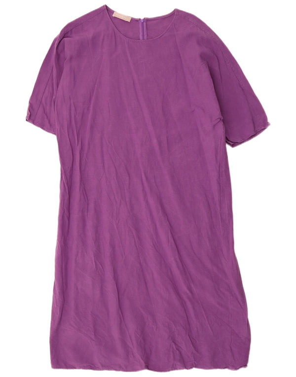 Vestido maxi feminino grande Stefanel UK 14 Lyocell roxo médio