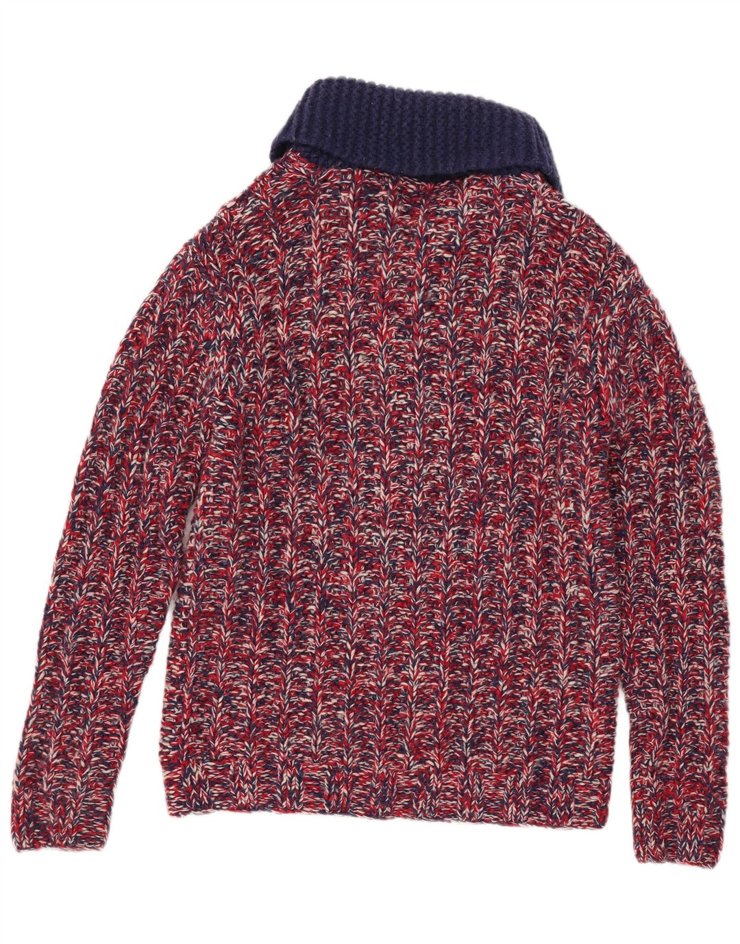 Suéter cardigã masculino vintage de lã manchada vermelha pequena