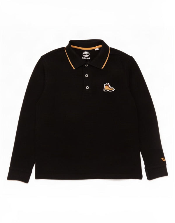 Polo de manga comprida Timberland Boys 11-12 anos XS preto algodão