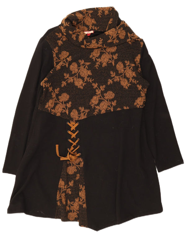 Vestido feminino Joe Browns com gola redonda e linha A UK 18 XL preto floral algodão