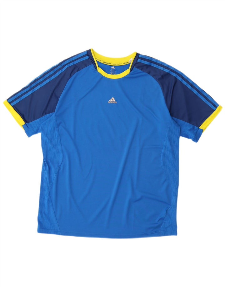 ADIDAS Mens Climacool T-Shirt Top Grande Azul Colorblock Poliéster