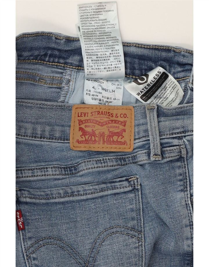 LEVI'S Feminino 505 Straight Jeans US 4 Pequeno W27 L34 Azul Algodão