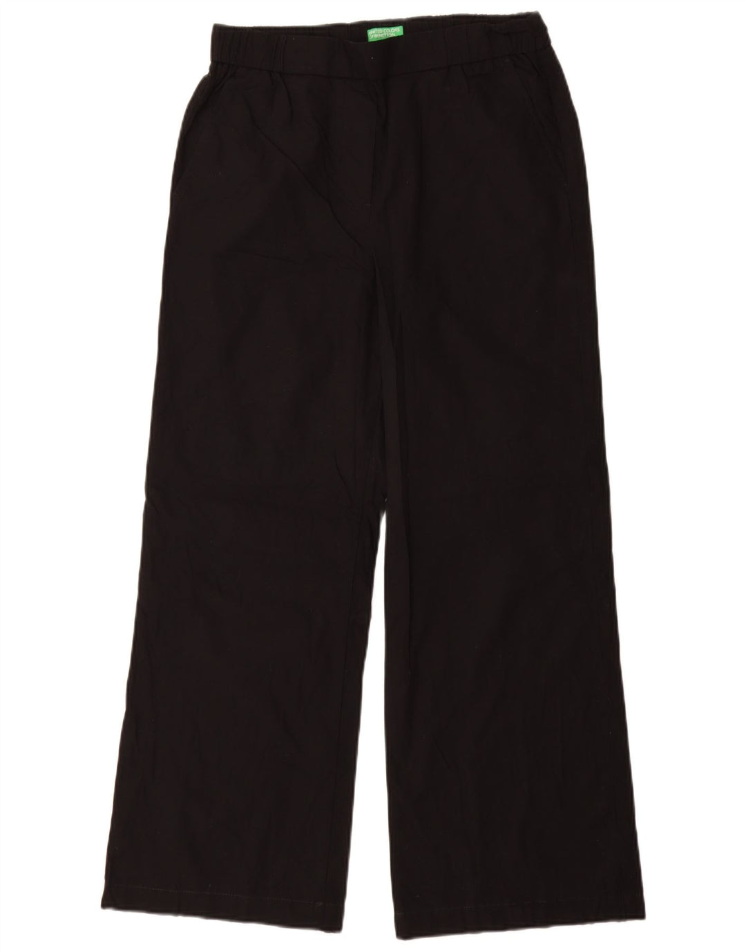 Calça chino feminina BENETTON com perna larga pequena W26 L29 algodão preto