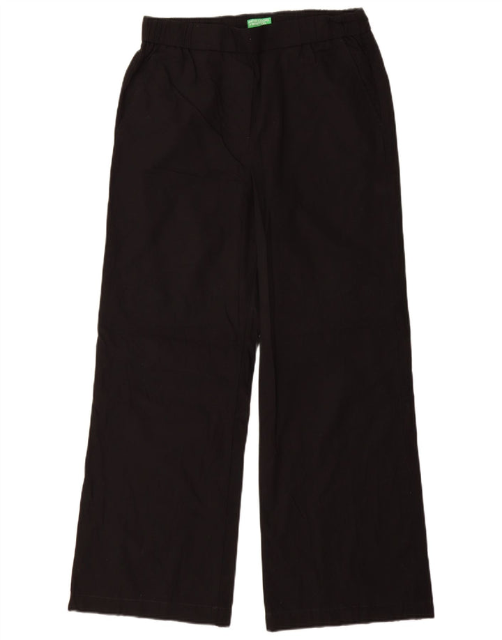Calça chino feminina BENETTON com perna larga pequena W26 L29 algodão preto
