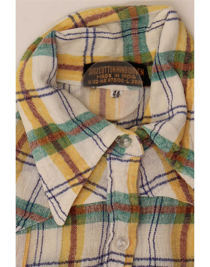 Camisa feminina vintage IT 44 algodão xadrez médio multicolorido