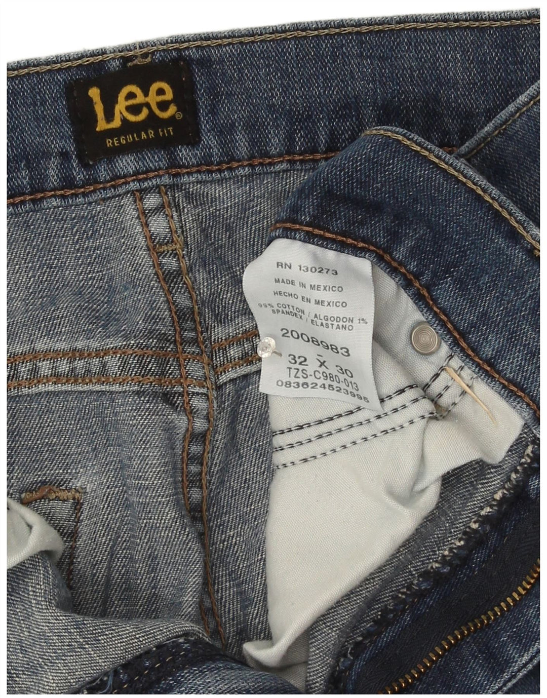Lee Mens Straight Jeans W32 L30 Azul Marinho Algodão