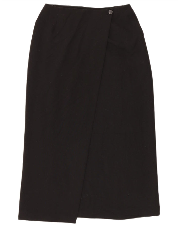 Saia envolvente feminina Marks & Spencer Reino Unido 12 médio W28 poliéster preto