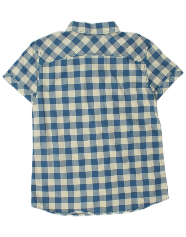 Camisa Sisley Menino Manga Curta 11-12 Anos 2XL Azul Gingham Algodão