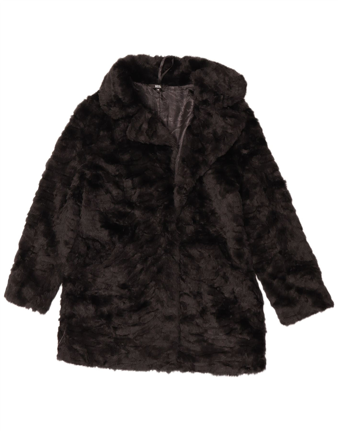 Jaqueta feminina de pele sintética Marks & Spencer Reino Unido 12 Modacryl preto médio