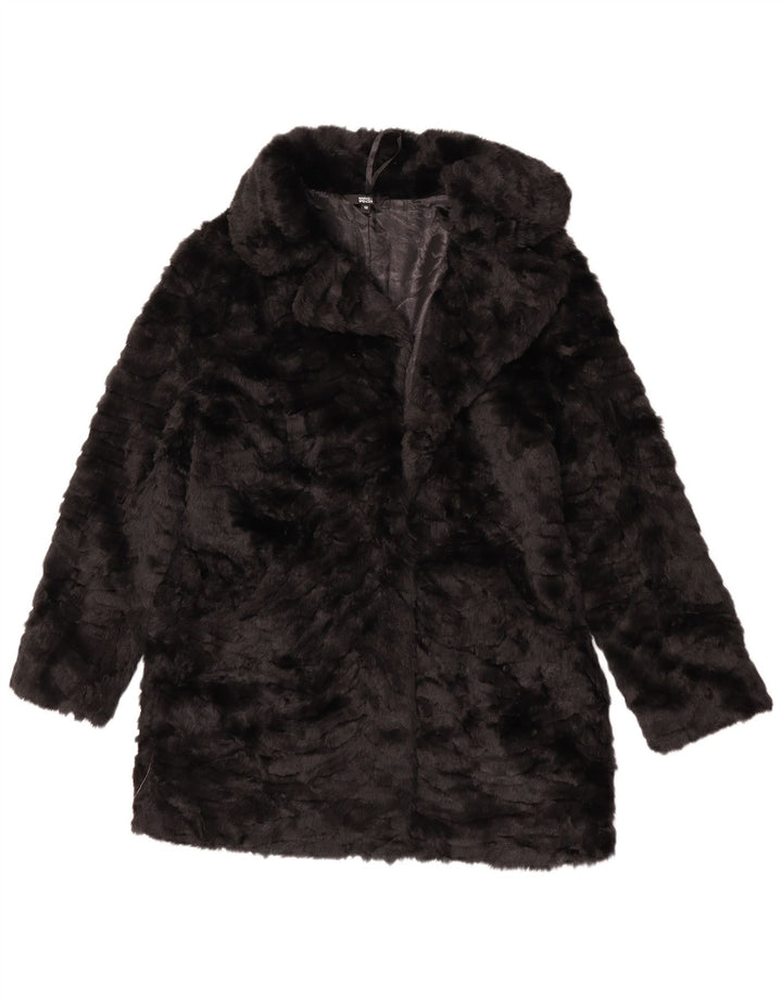 Jaqueta feminina de pele sintética Marks & Spencer Reino Unido 12 Modacryl preto médio