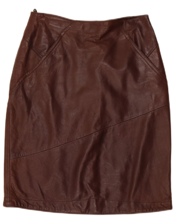 Saia feminina vintage de couro cintura alta IT 42 médio W26 marrom