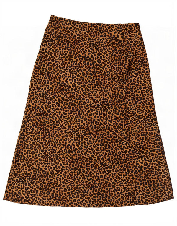 Saia feminina Zara cintura alta evasê grande W30 marrom estampa animal poliéster