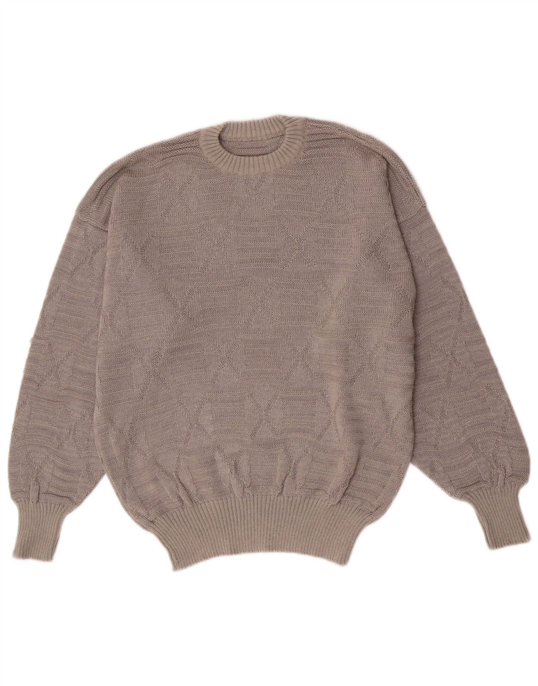 Suéter vintage masculino com gola redonda cinza médio