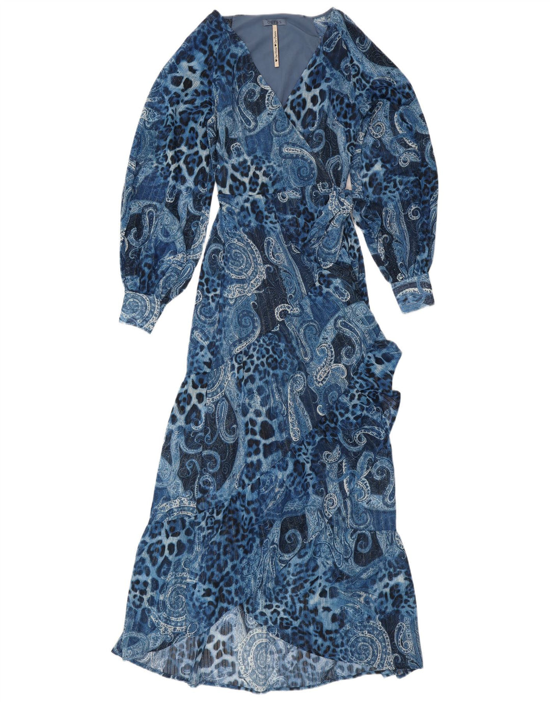 Vestido feminino assimétrico GUESS UK 10 pequeno azul paisley poliéster