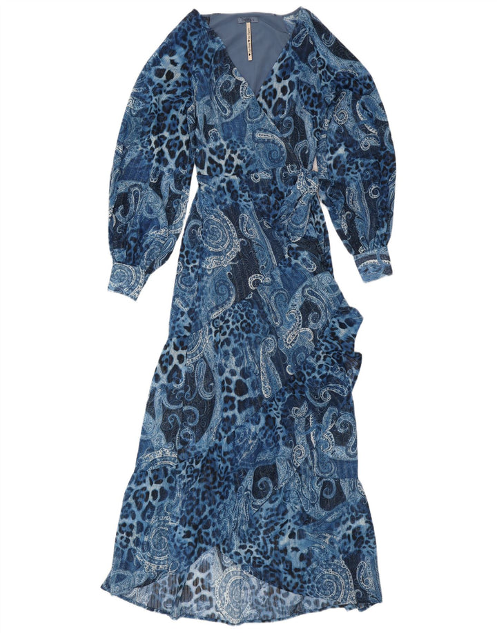 Vestido feminino assimétrico GUESS UK 10 pequeno azul paisley poliéster