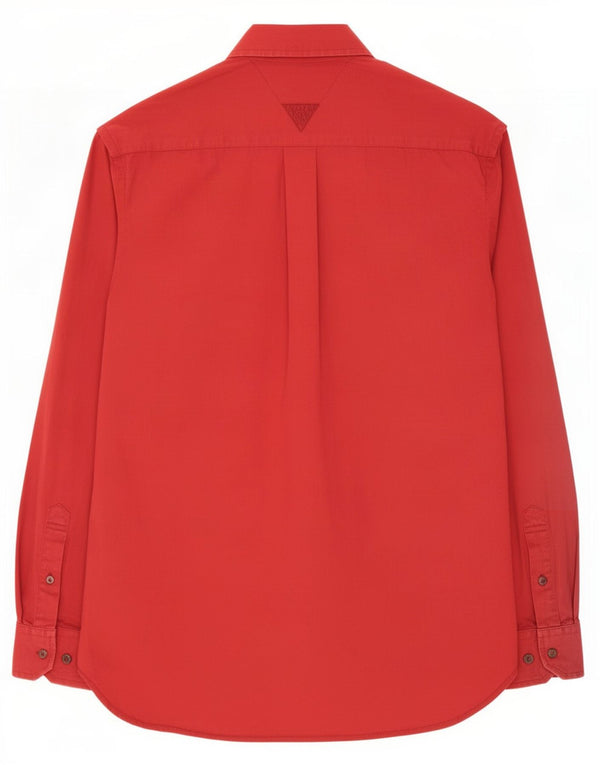 Camisa masculina Tommy Hilfiger pequena vermelha de algodão