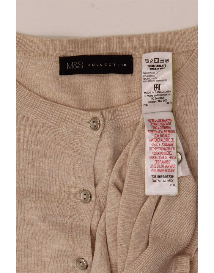 Suéter cardigã feminino Marks & Spencer UK 10 pequeno bege viscose