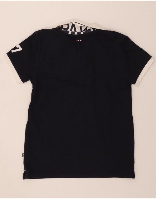 Napapijri Boys Graphic Polo Shirt 11-12 Years Navy Blue Colourblock Cotton