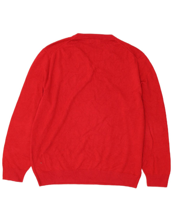 Suéter masculino Nautica com decote em V XL algodão vermelho