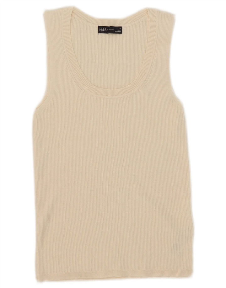 Colete feminino Marks & Spencer UK 12 viscose bege médio