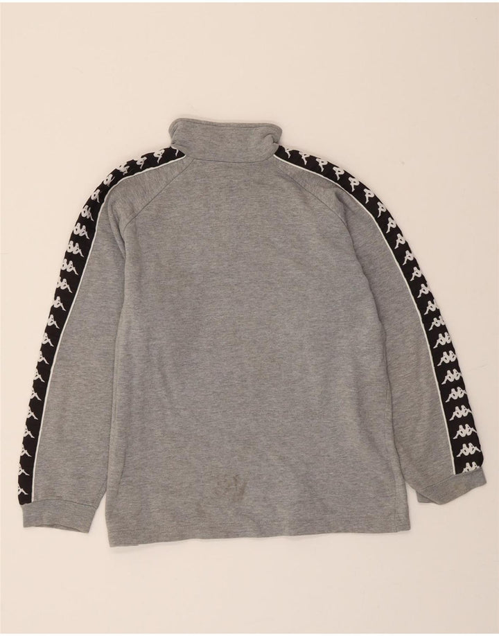 KAPPA Mens Graphic Zip Neck Sweatshirt Jumper XS Grey Colourblock Cotton Vintage Kappa and Second-Hand Kappa from Messina Hembry 