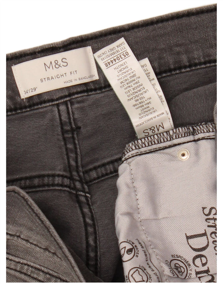 Calça jeans reta masculina MARKS & SPENCER W34 L29 algodão cinza