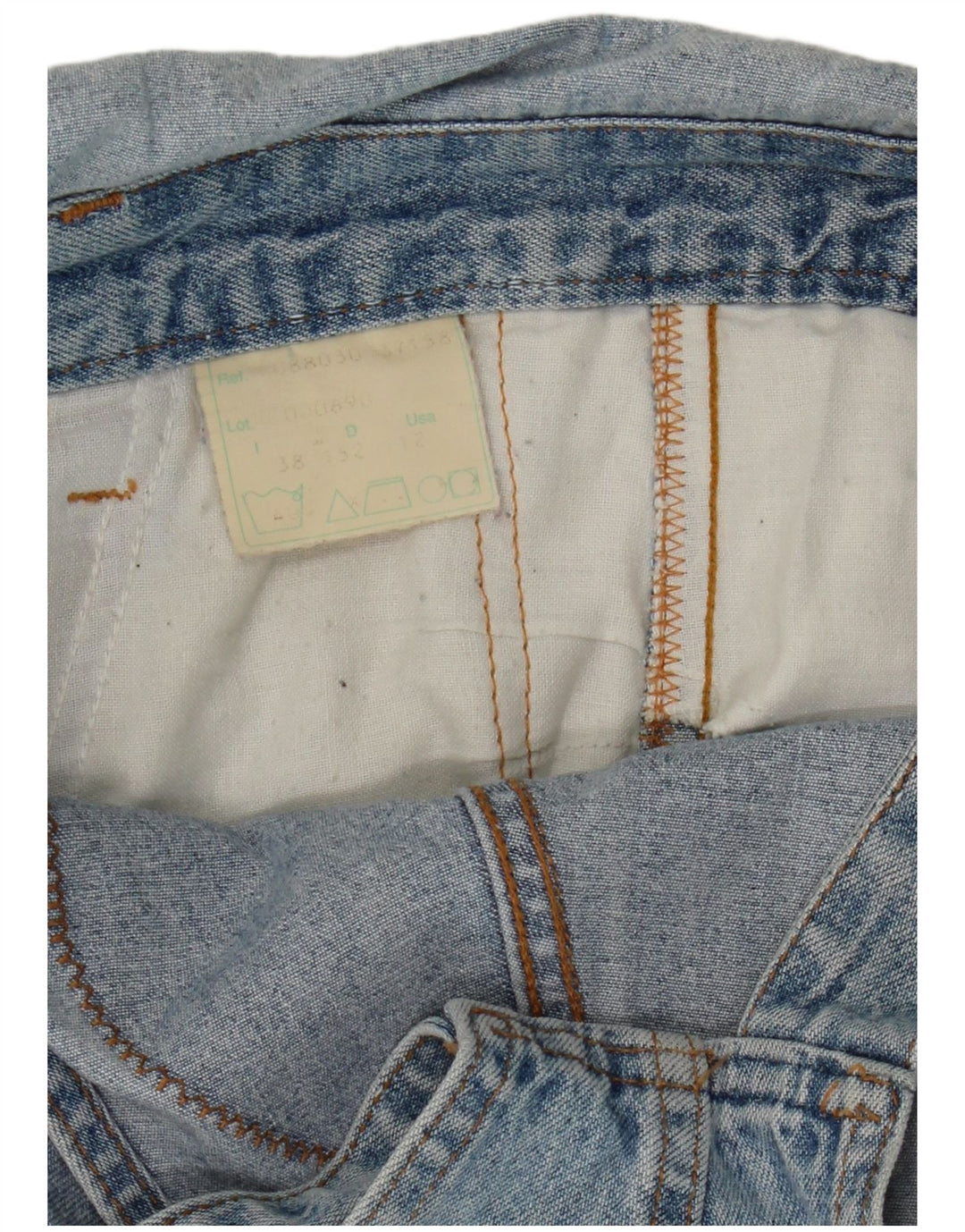Macacão feminino vintage com estampa gráfica reta jeans EU 38 algodão azul médio