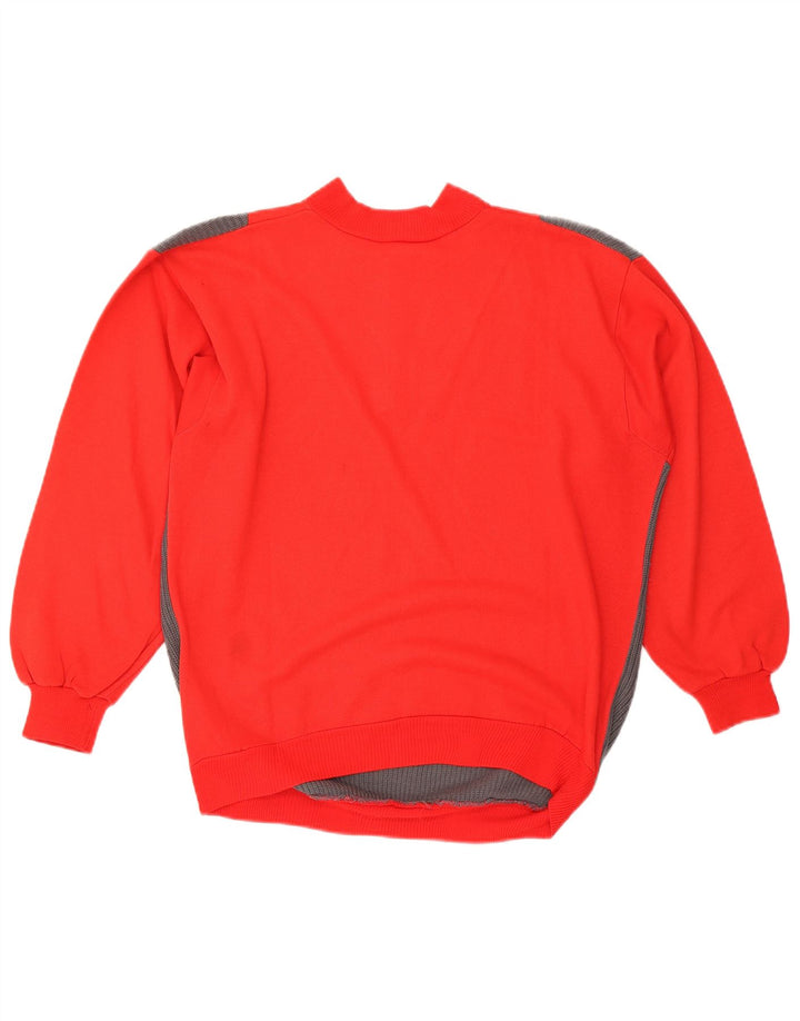 Suéter masculino VINTAGE com gola com botão e bloco colorido vermelho médio