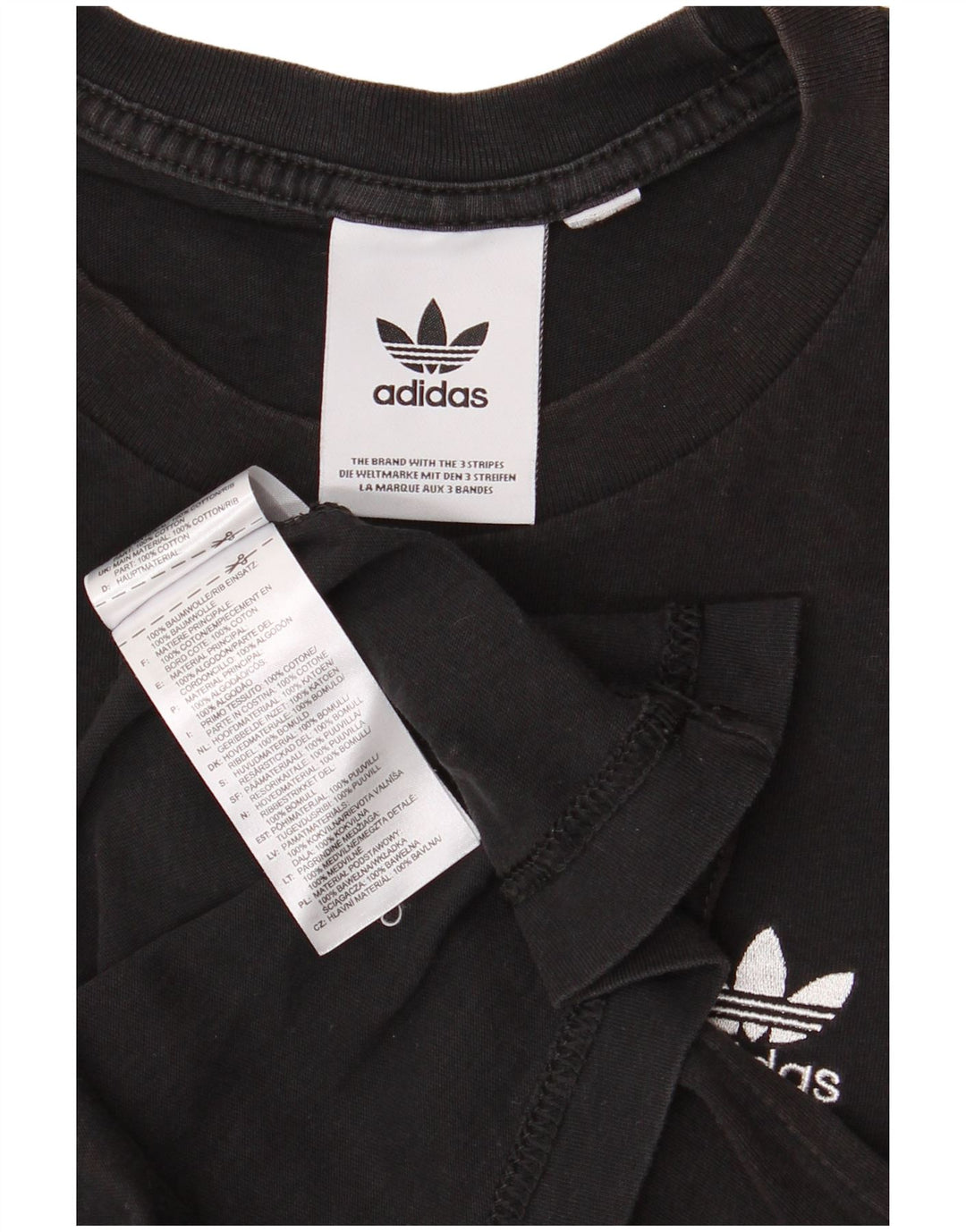 ADIDAS Mens Camiseta Top Pequeno Algodão Preto