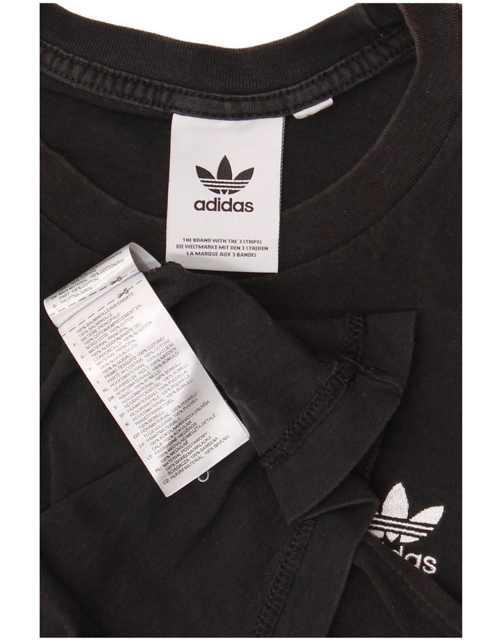ADIDAS Mens Camiseta Top Pequeno Algodão Preto