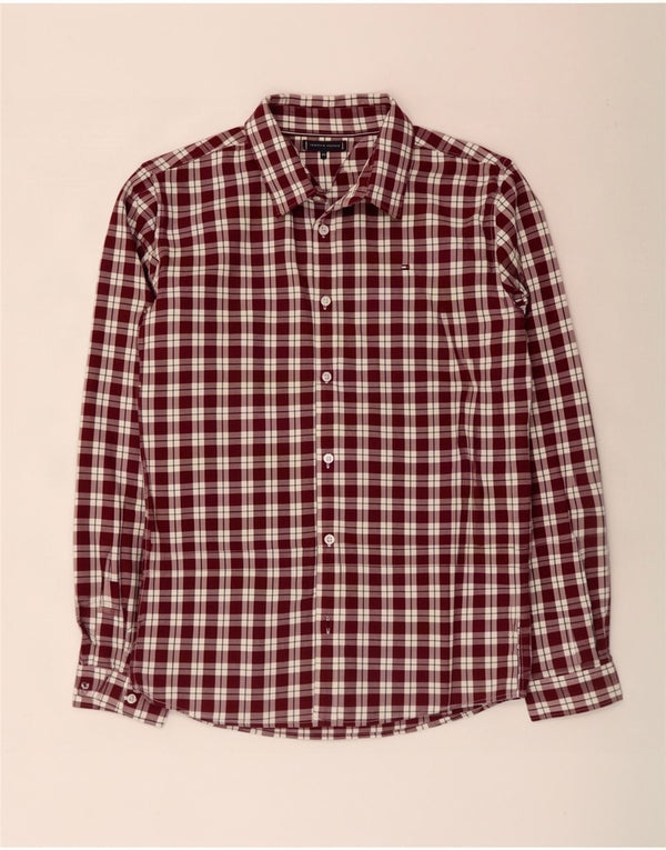 Camisa masculina Tommy Hilfiger 15-16 anos marrom xadrez algodão