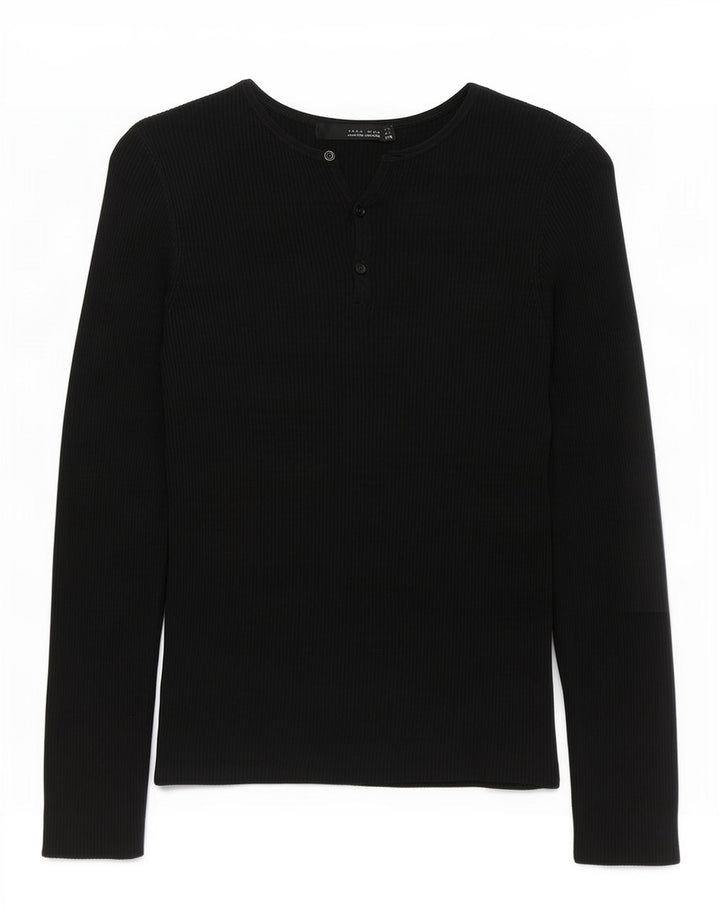 Zara Top masculino manga comprida grande viscose preta