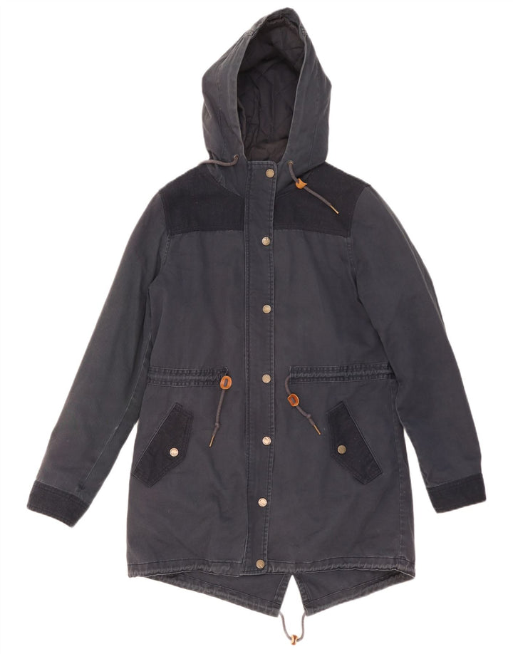 Jaqueta Parka com capuz feminina Fat Face Reino Unido 14 poliéster azul marinho médio