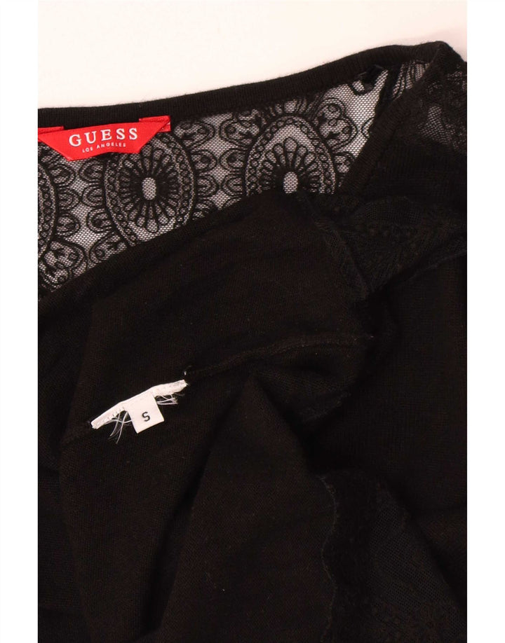 Guess Top Feminino Manga Longa UK 10 Pequeno Floral Preto