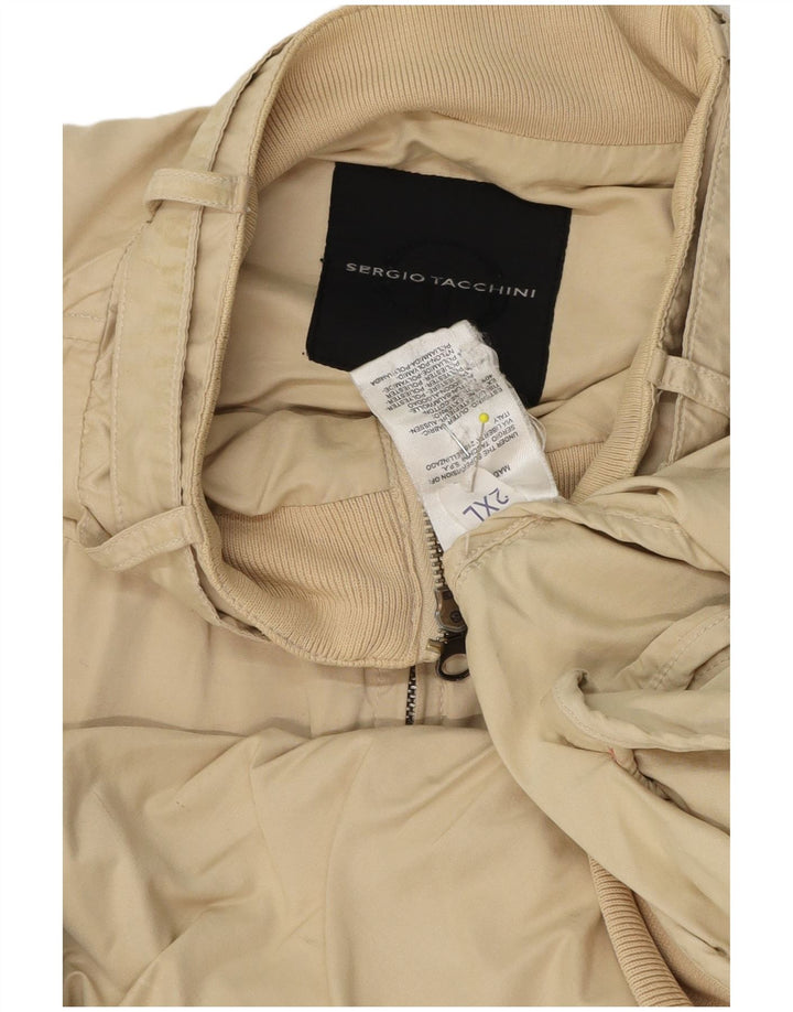 Jaqueta bomber masculina Sergio Tacchini UK 44 2XL algodão bege