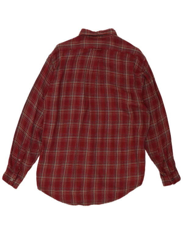 Camisa masculina de flanela Marks & Spencer pequena vermelha xadrez viscose
