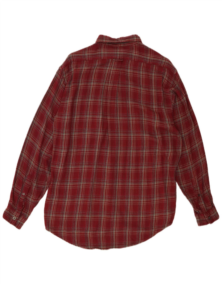 Camisa masculina de flanela Marks & Spencer pequena vermelha xadrez viscose