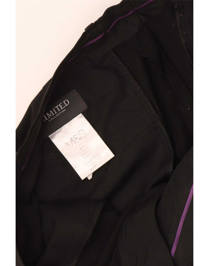 Calça masculina de terno reto Marks & Spencer W32 L31 poliéster preto