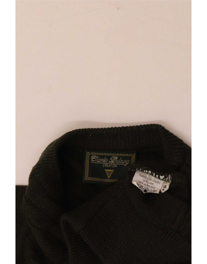 Suéter masculino Charles Dubourg com gola redonda de lã verde médio