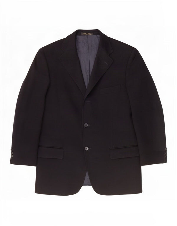 Jaqueta Blazer Masculina Ermenegildo Zegna com 3 Botões IT 52 XL Azul Marinho Caxemira
