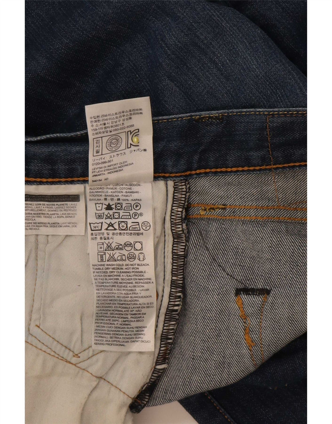 Levi's Masculino 501 Straight Jeans W30 L30 Azul Marinho Algodão